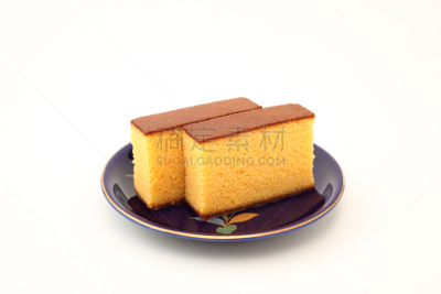海绵蛋糕,日本,白色背景,盘子,日式蜂蜜蛋糕,磅蛋糕,日本料理,水平画幅,无人,烘焙
