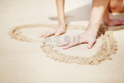 沙子,心型,伴侣,魏斯托神女,休闲活动,巴厘岛,旅行者,夏天,完美,仅成年人