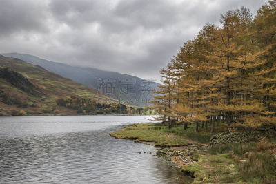 巴特米尔湖,英格兰湖区,水平画幅,英格兰,秋天,大盖博山,沃斯代尔黑德,坎布里亚,倒影湖,水