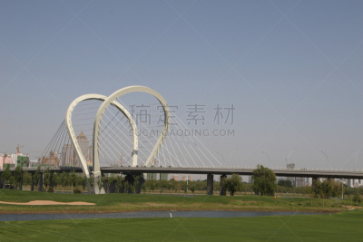 新梅斯托大桥,沈阳,水,天空,新的,宁静,水平画幅,建筑,无人,蓝色