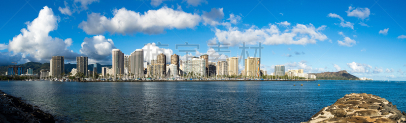 威基基,海港,全景,船,金刚石头,檀香山,瓦胡岛,水,天空,美