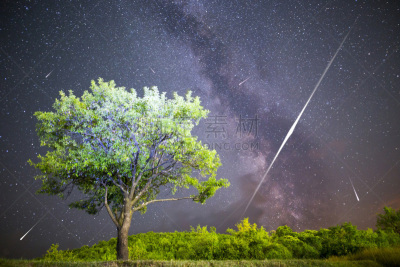 天空,星星,夜晚,绿色,银河系,星系,水平画幅,天体物理学,无人,星云