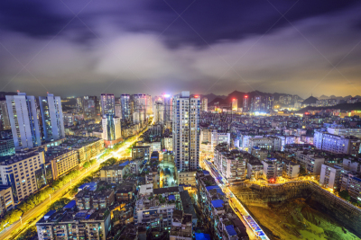 都市风景,贵阳,水平画幅,建筑,夜晚,无人,城市天际线,曙暮光,建筑外部,户外