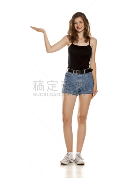 拿着,青年人,人造物,白色,空的,背景分离,长度,一个人,短的