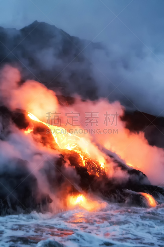 熔岩,太平洋,垂直画幅,几劳亚活火山,时区,卡拉帕那,巨大的,地狱火,户外,硫磺