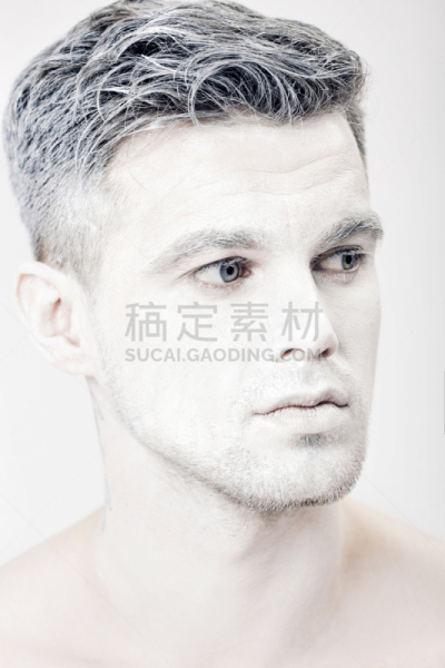 彩妆,白色,幻想,艺术,时尚,专门技术,注视镜头,画脸,青年男人