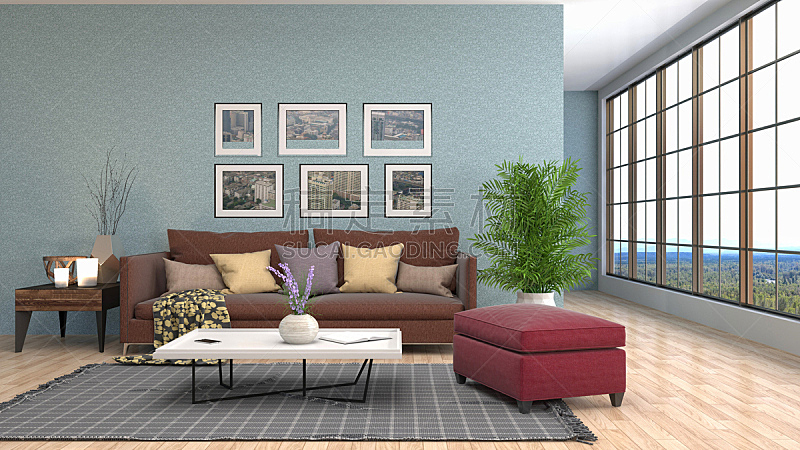 室内,起居室,三维图形,绘画插图,扶手椅,褐色,座位,桌子,水平画幅,无人