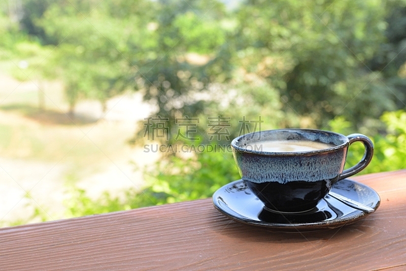 热,咖啡杯,自然,背景聚焦,一个物体,杯,厚木板,泰国,卡布奇诺咖啡,复古风格
