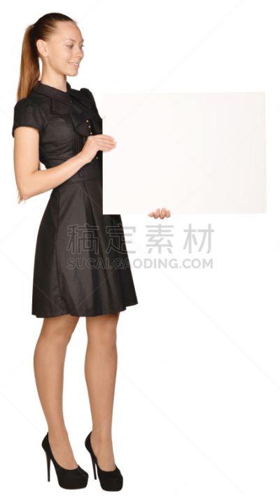 女商人,空白的,拿着,白板,垂直画幅,美,留白,四肢,美人,白人