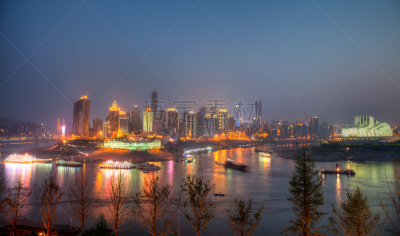 夜晚,重庆,照明设备,长江,户外,金融区,都市风景,市区,亚洲,风景
