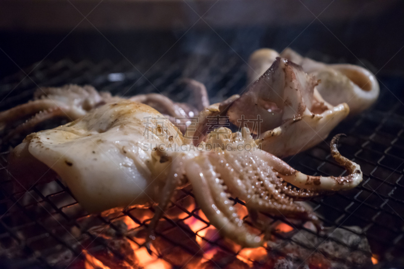 格子烤肉,鱿鱼,晚餐,海产,清新,健康食物,饮食,膳食,食品,图像