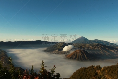 婆罗摩火山,国内著名景点,烟雾,户外,印度尼西亚,亚洲,东爪哇,爪哇,泗水,全景