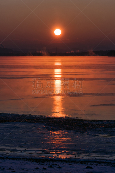 多色的,湖,黎明,烟囱,在上面,白昼,垂直画幅,曙暮光,橙色,图像