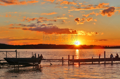 夏天,湖,地形,自然美,在上面,水,天空,美,禅宗,水平画幅