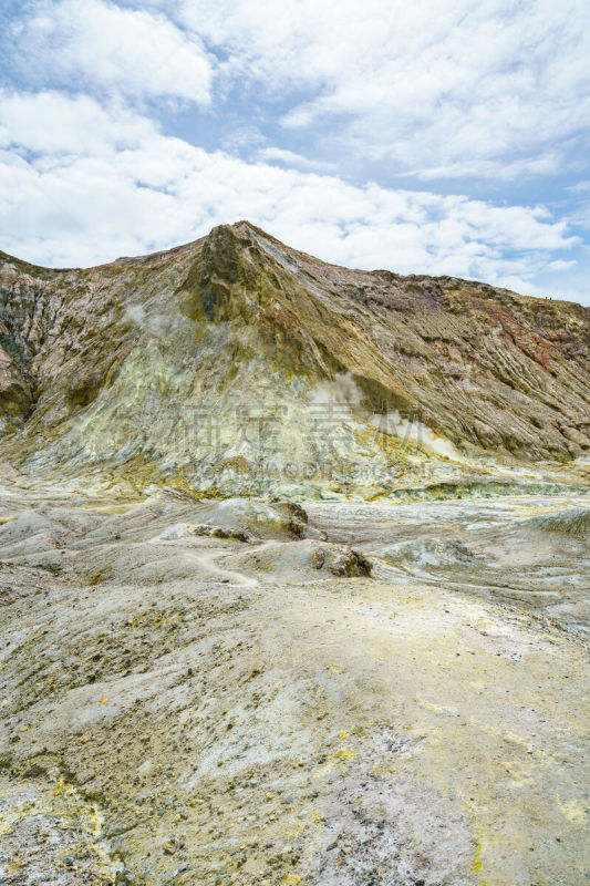 怀特岛,火山口,新西兰,烟,垂直画幅,天空,无人,岩层,硫磺,丰盛湾