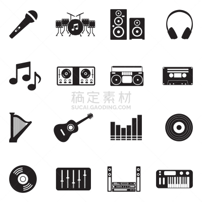 绘画插图,矢量,计算机图标,黑色,音乐,扁平化设计,噪声,聚会的音乐主持人,计算机制图,计算机图形学