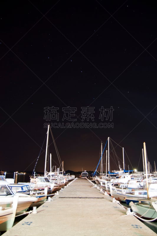 海港,夜晚,垂直画幅,星系,大熊座,地形,无人,船,海洋,游艇码头