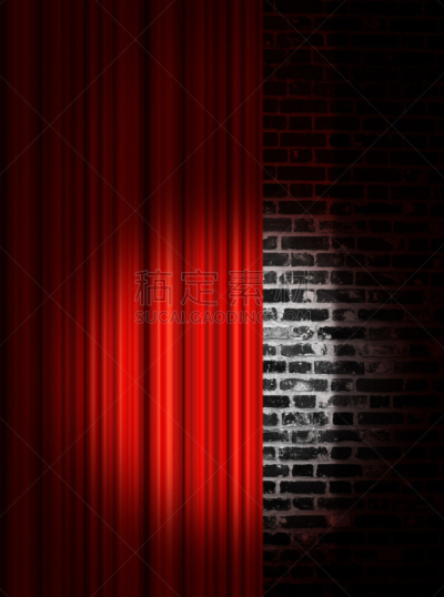 幕布,垂直画幅,墙,无人,戏剧表演,红色,前面,彩色图片,窗帘,舞台布景