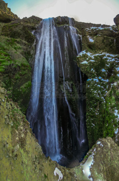 冰岛国,冬天,俄亥俄河,塞里雅兰瀑布,垂直画幅,水,天空,美,雪,瀑布