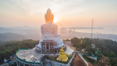 天坛大佛,太阳,前面,闪亮的,卡塔海滩,卡隆海滩,大菩萨,普吉岛,天空,水平画幅