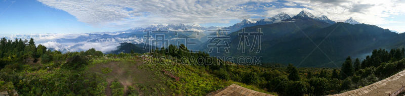山,尼泊尔,安娜普娜山脉群峰,天空,台阶,水平画幅,云,雪,无人,喜马拉雅山脉