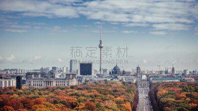 柏林,都市风景,秋天,色彩鲜艳,摄像机拍摄角度,胜利纪念柱凯旋柱,哥柔瑟斯特恩街区,勃兰登堡大门,蒂尔加藤公园,柏林中部