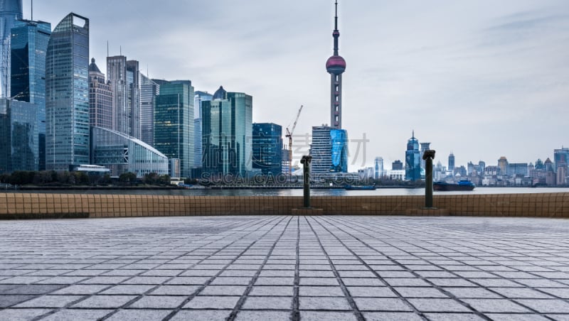 空的,城市天际线,砖,背景,上海,地铁月台,东方明珠塔,厚底鞋,建筑露台,门廊