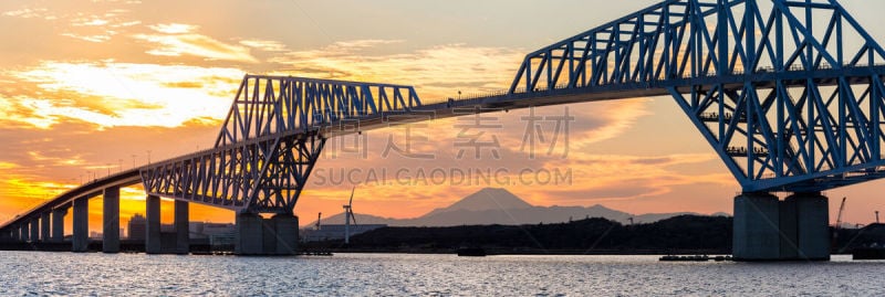 全景,东京门桥,天空,夜晚,曙暮光,旅行者,光,现代,建筑业,著名景点