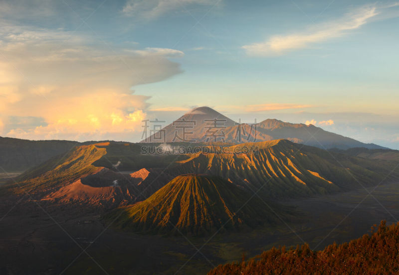 火山,喀拉喀托火山,塞梅鲁火山,婆罗摩火山,东爪哇,天空,水平画幅,无人,火山地形