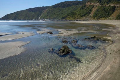 智利,太平洋海岸,水,天空,水平画幅,沙子,无人,夏天,户外,静水