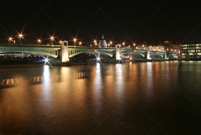 南华克桥,水,水平画幅,夜晚,无人,泰晤士河,英格兰,户外,灯,都市风景
