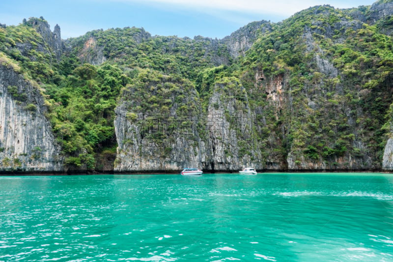 石灰石,悬崖,皮皮群岛,泻湖,自然美,水,天空,沙子,旅行者,夏天