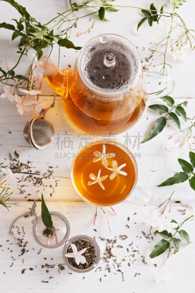 白色,木制,茉莉茶,茉莉,滤茶器,下午茶,绿茶,垂直画幅,早餐,素食