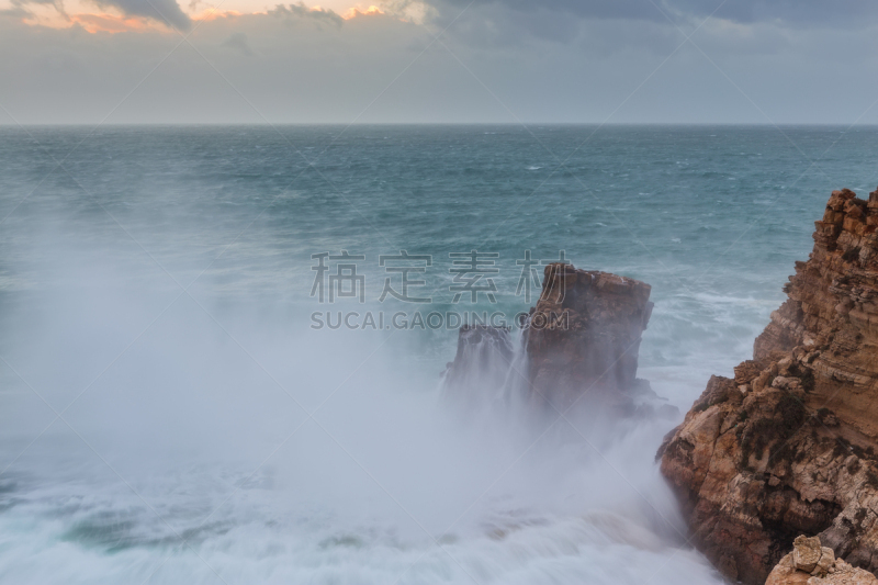 萨格雷斯,巨大的,海湾,波浪,梵高,风飑,阿尔加威,水平画幅,沙子,大西洋