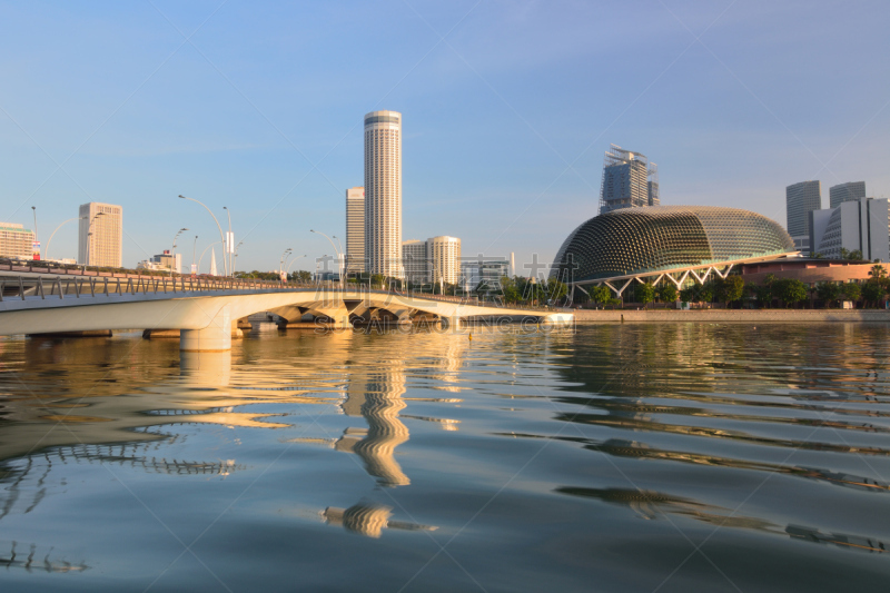 早晨,新加坡市,风景,水平画幅,新加坡,夜晚,无人,海港,户外,滨水