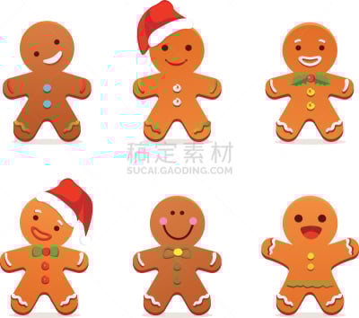 姜饼男人,烘焙客音乐节,姜饼蛋糕,姜饼人,派对帽,可爱的,奶泡,圣诞装饰物,清新,背景分离
