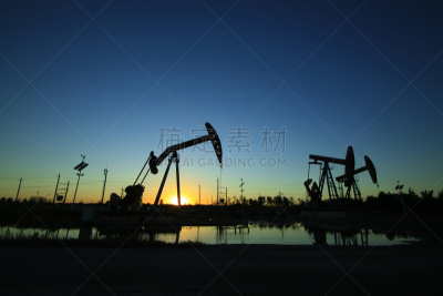 油田,特写,曲柄,水泵,平衡,阳光光束,商务,健康保健,黄昏,医疗器械
