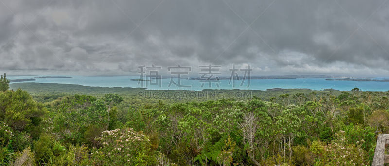 新西兰,全景,hauraki gulf islands,rangitoto channel,莫图塔普岛,多云,水平画幅,无人,森林,户外