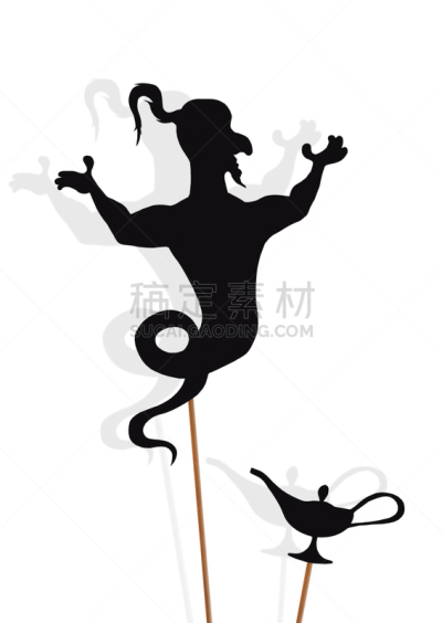 神灯,黑色,皮影偶,白色背景,分离着色,垂直画幅,无人,牵线木偶,超自然,树荫
