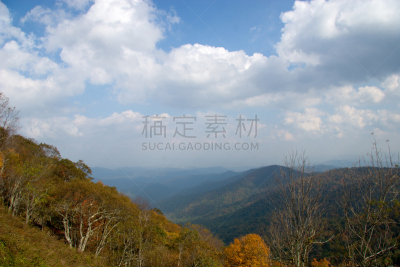 蓝色山脊山脉,蓝岭公路,阿巴拉契亚山间栈道,南卡罗来那,天空,北卡罗来纳,美,留白,水平画幅