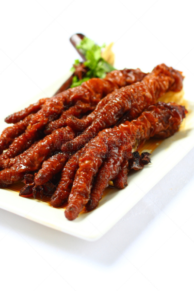 炖食,凤爪,背景分离,垂直画幅,食品,酱油,豉汁凤爪,盘子,动物身体部位,主菜盘