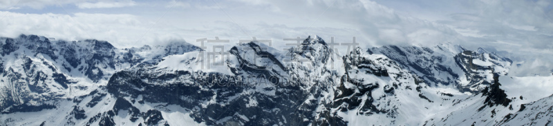 瑞士阿尔卑斯山,全景,水平画幅,雪,无人,尖峰,户外,顶部,山脊,山