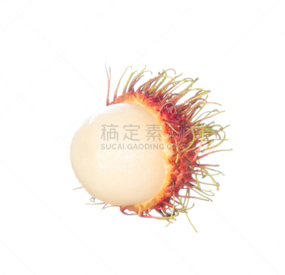 红毛丹,白色,切片食物,分离着色,水平画幅,维生素,特写,甜点心,多毛的