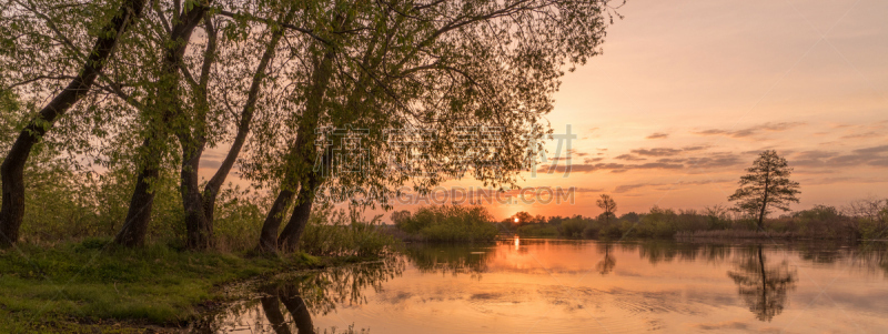 水平画幅,早晨,夏天,湖,风景,河流,宁静,背景,图像特效,色彩鲜艳