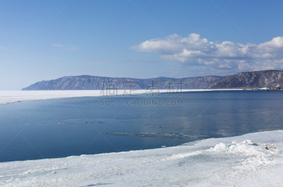贝加尔湖,海景,雪,森林,水边,海岸线,湖,地形,风景,弹簧