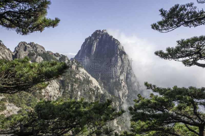 黄山山脉,中国,中长距离,安徽省,自然,松树,水平画幅,地形,山,地质学