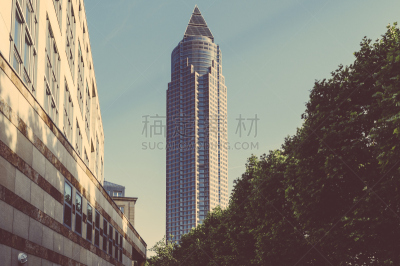 商品交易会大厦,法兰克福,负冲效果,天空,公园,褐色,水平画幅,无人,巨大的,户外