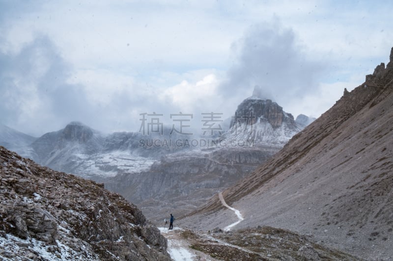 多洛米蒂山脉,山,风景,蒂罗尔州,天空,水平画幅,云,雪,无人,户外