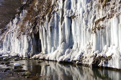 冰,组物体,柱子,白川乡,自然,寒冷,旅游目的地,水平画幅,雪,长野县