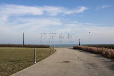 湖,伊利诺斯州,沥青,云,步行道路,草,芝加哥市,小路,埃文斯顿,夏天
